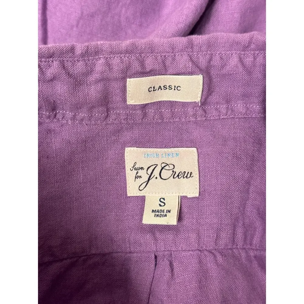J Crew Shirt Small Mens Purple Baird McNutt Irish Linen Short Sleeve Button